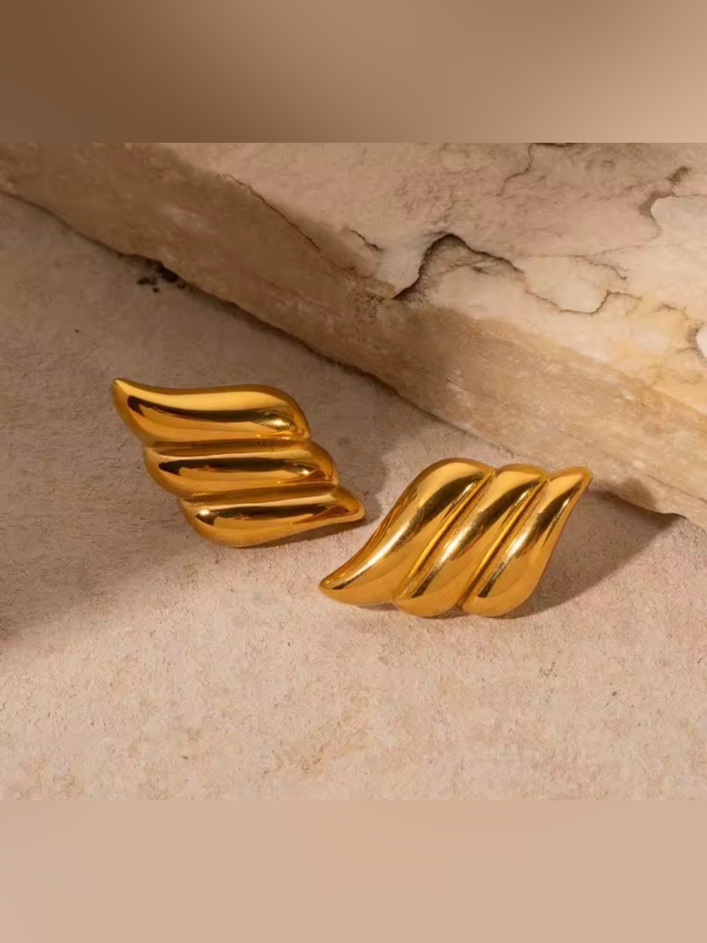 Gold Wave Sculpted Clip-On Earrings - Jewelry